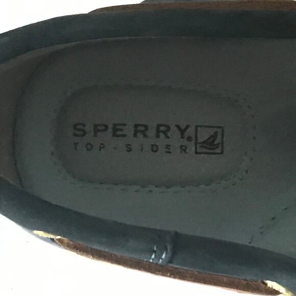 Sperry Top Siders Size 8.5 M Womens Leather Madras Plaid Navy Blue - Picture 9 of 10